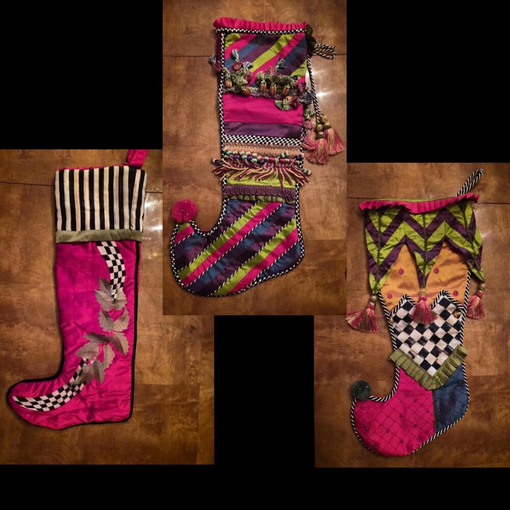 MacKenzie Childs Jester Silk Christmas Stocking - Picture 6 of 6